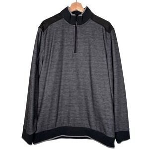 Bugatchi Men's Gray Black Quarter Zip Pullover Sweater Size‎ L